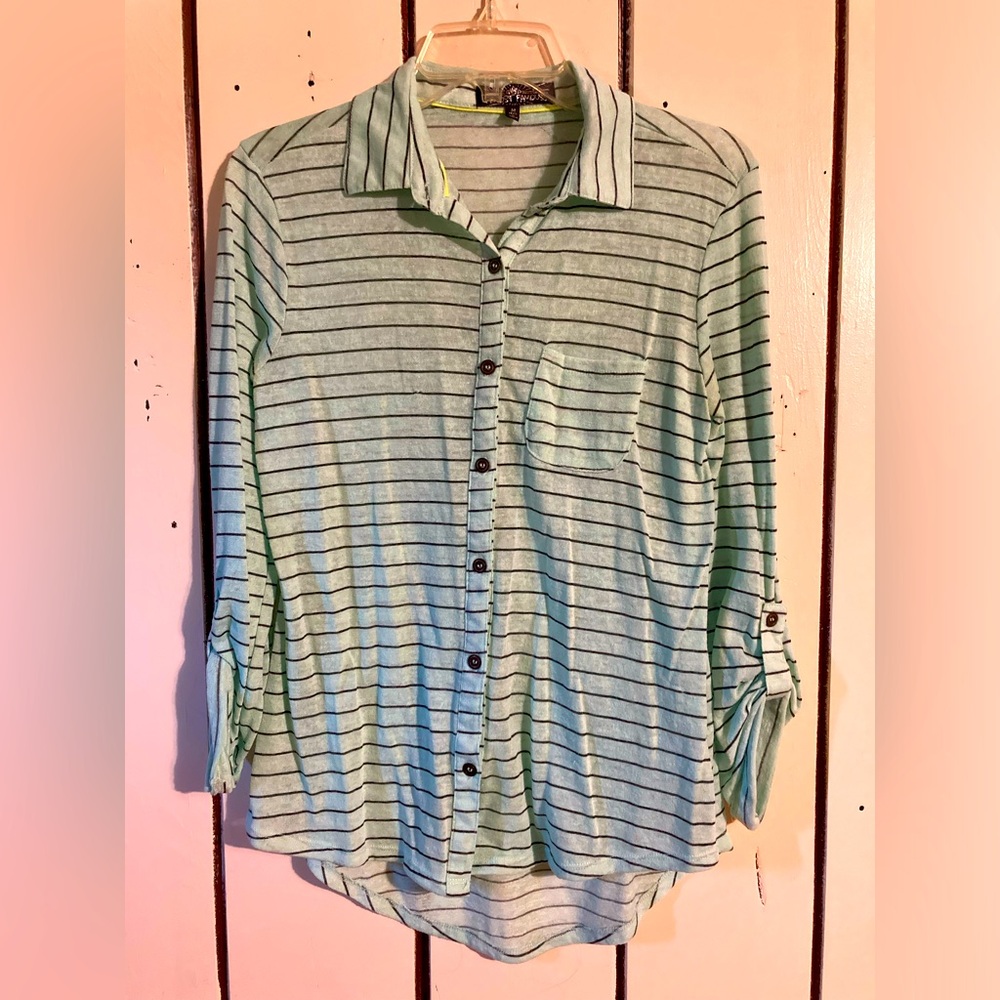 Turquoise Long Sleeve Button Up
